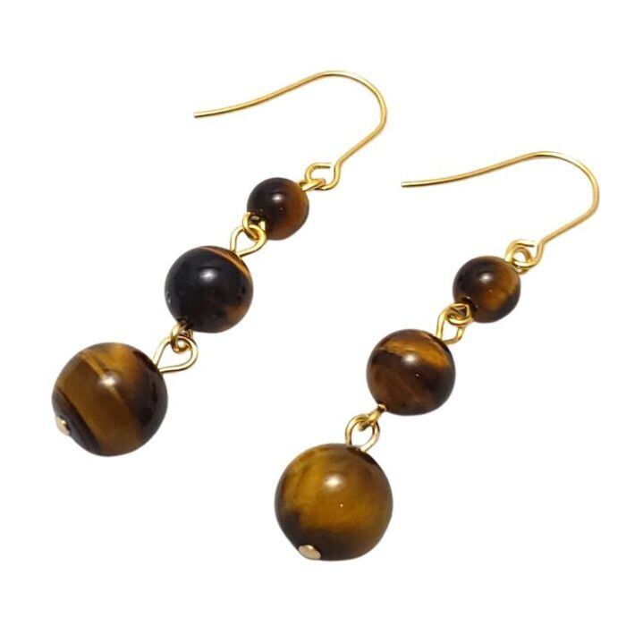 金運 タイガーアイ パワーストーン ピアス 天然石 10mm 8mm 6mm ゴールド ハンドメイド アクセサリー 仕事運 虎目石 レディース ゴールド ピアス 金属アレルギー チタン プレゼント ギフト ラッピング無料