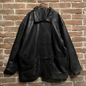 【Caka act3】Emboss Swiching Vintage Loose Leather Jacket