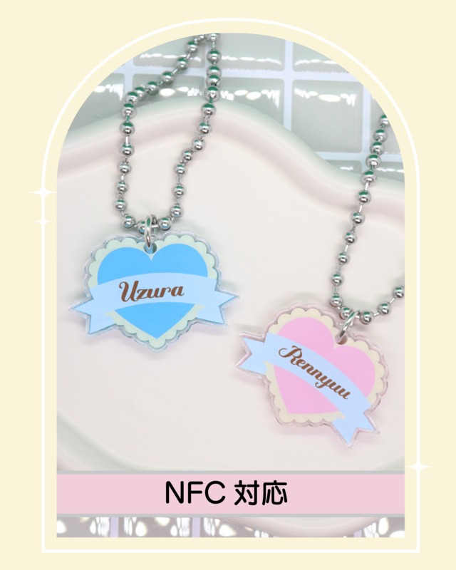 【NFC対応】PetTag✧迷子札〔  RibbonｘHeart 〕
