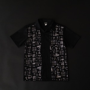 loose silhouette " 漢字 " art design open-collar shirt