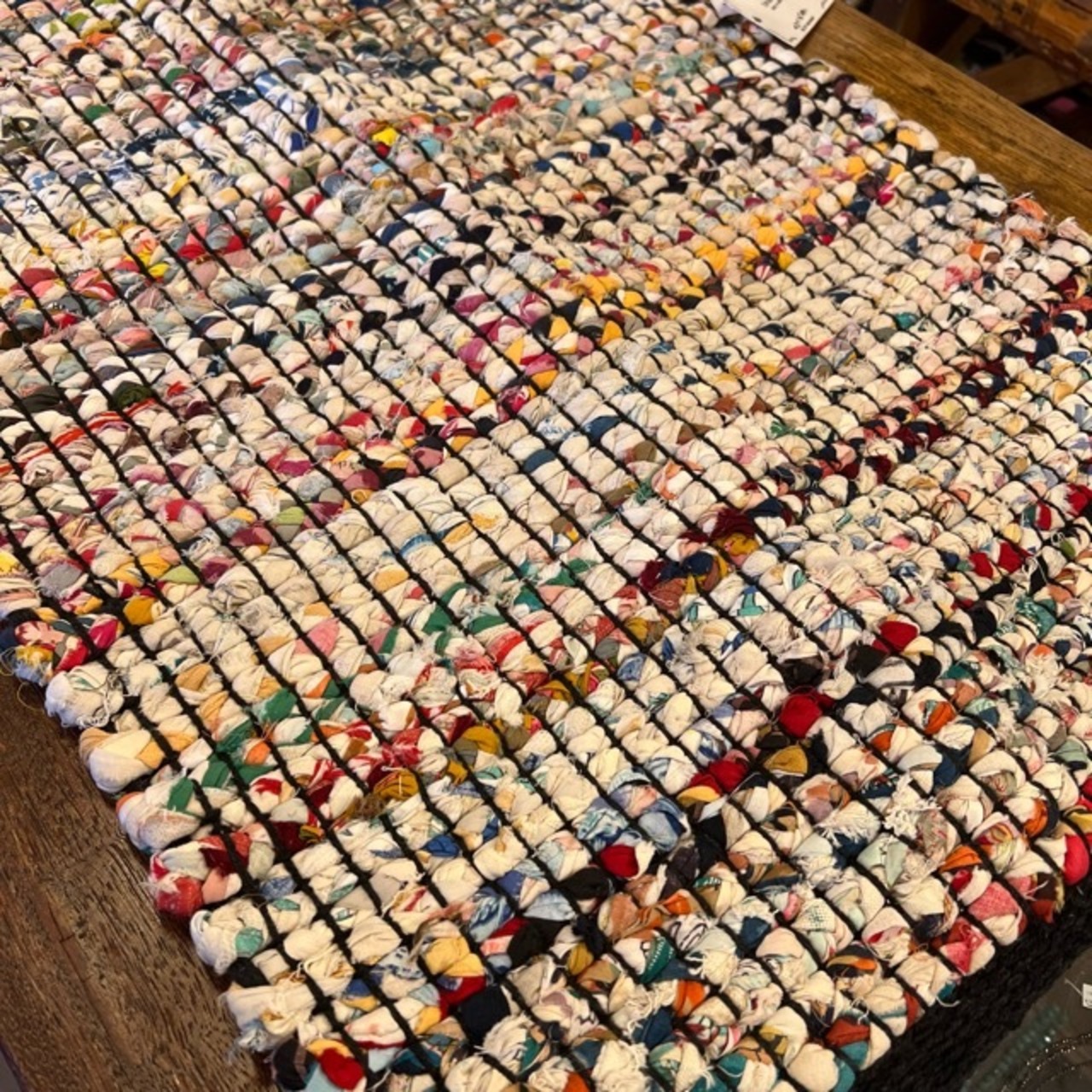 TOPANGA Homefurnishing　Recycle Cloth Rug White　50×80cm　リサイクルクロスラグ　ホワイト　玄関マット　ベッド　ラグマット　リビング　玄関　椅子　サイドテーブル　コットン