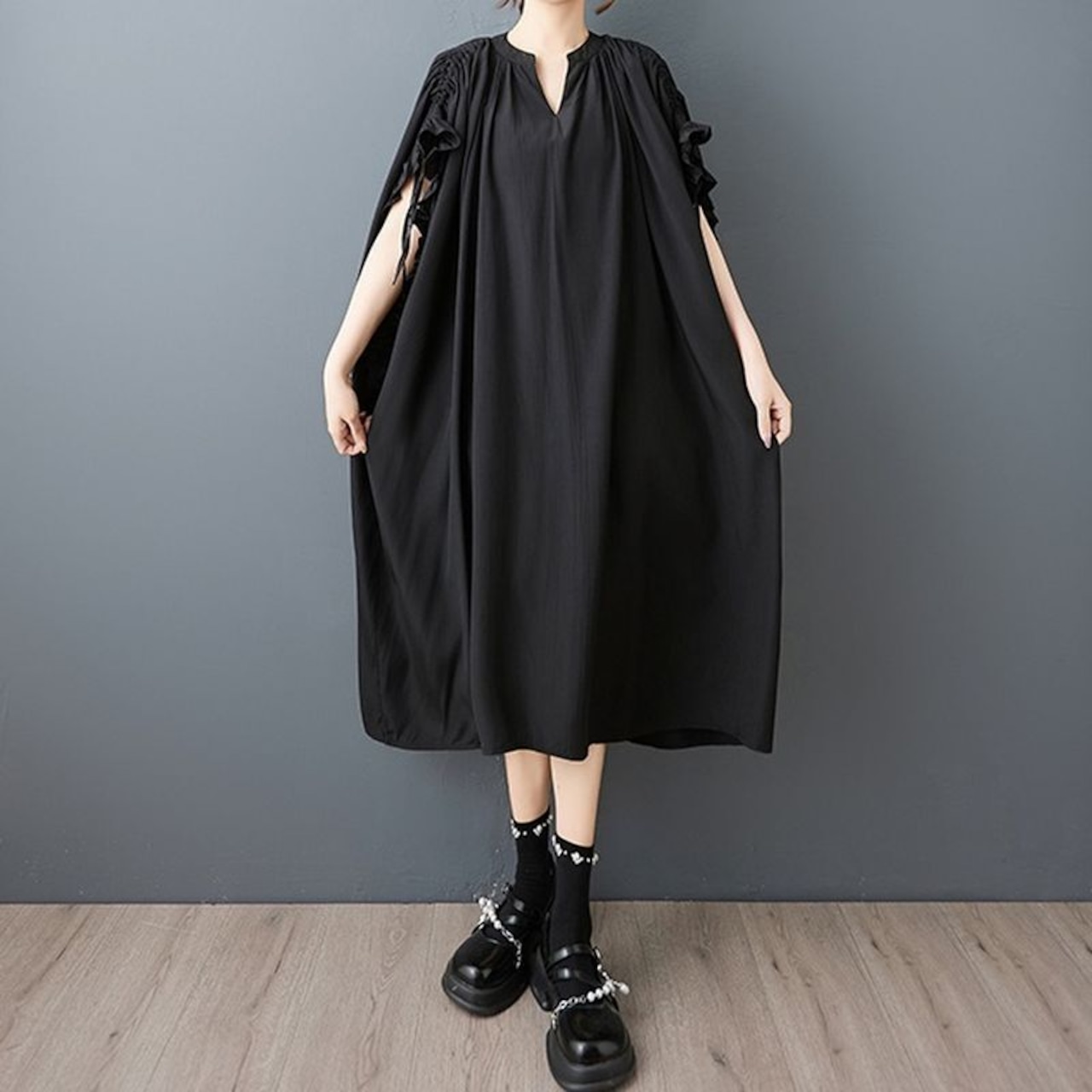 フリルスリーブ ゆったり ワンピース 30140