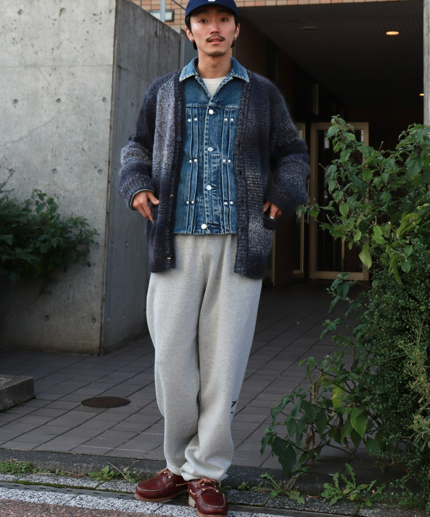 UNUSED / US2530 MOHAIR CARDIGAN (NAVY×GRAY) | AfterSchool