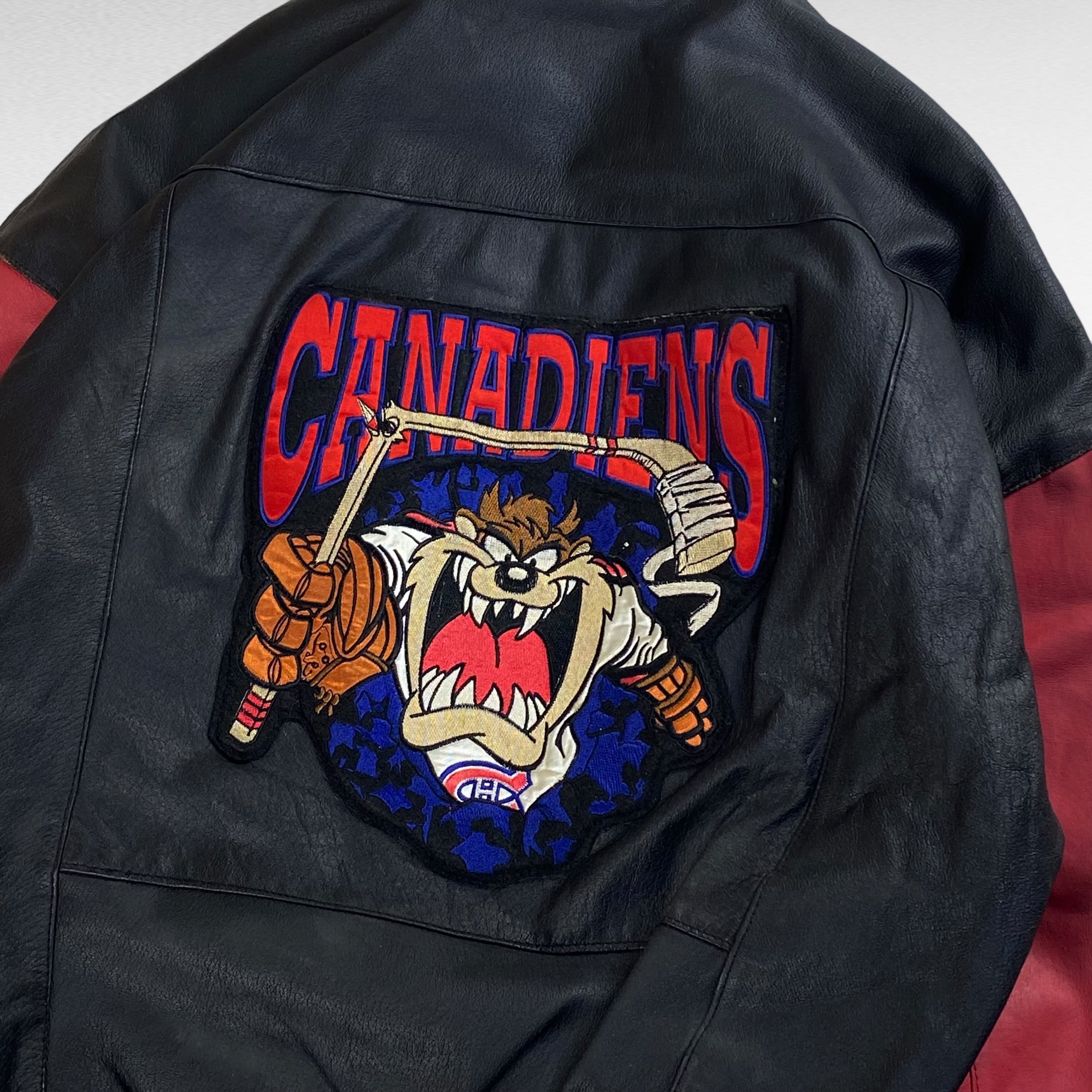 90's】 NHL×ルーニーテューンズ レザージャケット カナディアンズ