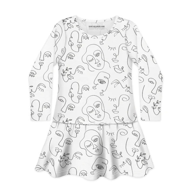 長袖 Tシャツ ワンピース モノトーン 《SLEEP NO MORE》LET'S FACE IT オーガニックコットン100% GOTS認証