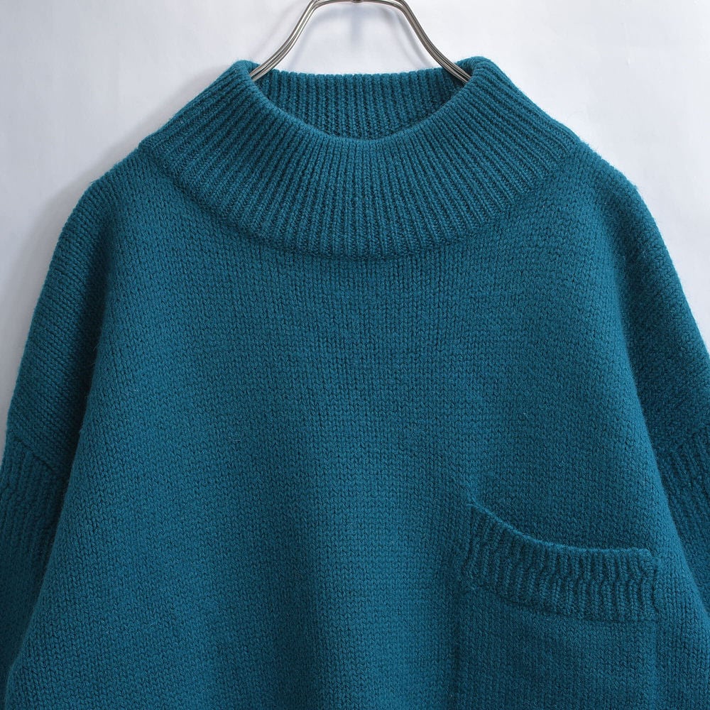 80s~ GAP ギャップ スタンドネック ウール ニット プルオーバー セーター ポケット付き ヴィンテージ オールドギャップ ブルー ビンテージ USA アメリカ古着 メンズ Mサイズ相当