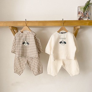 【秋作】HAPPYプリントカジュアルセットアップ　全2色