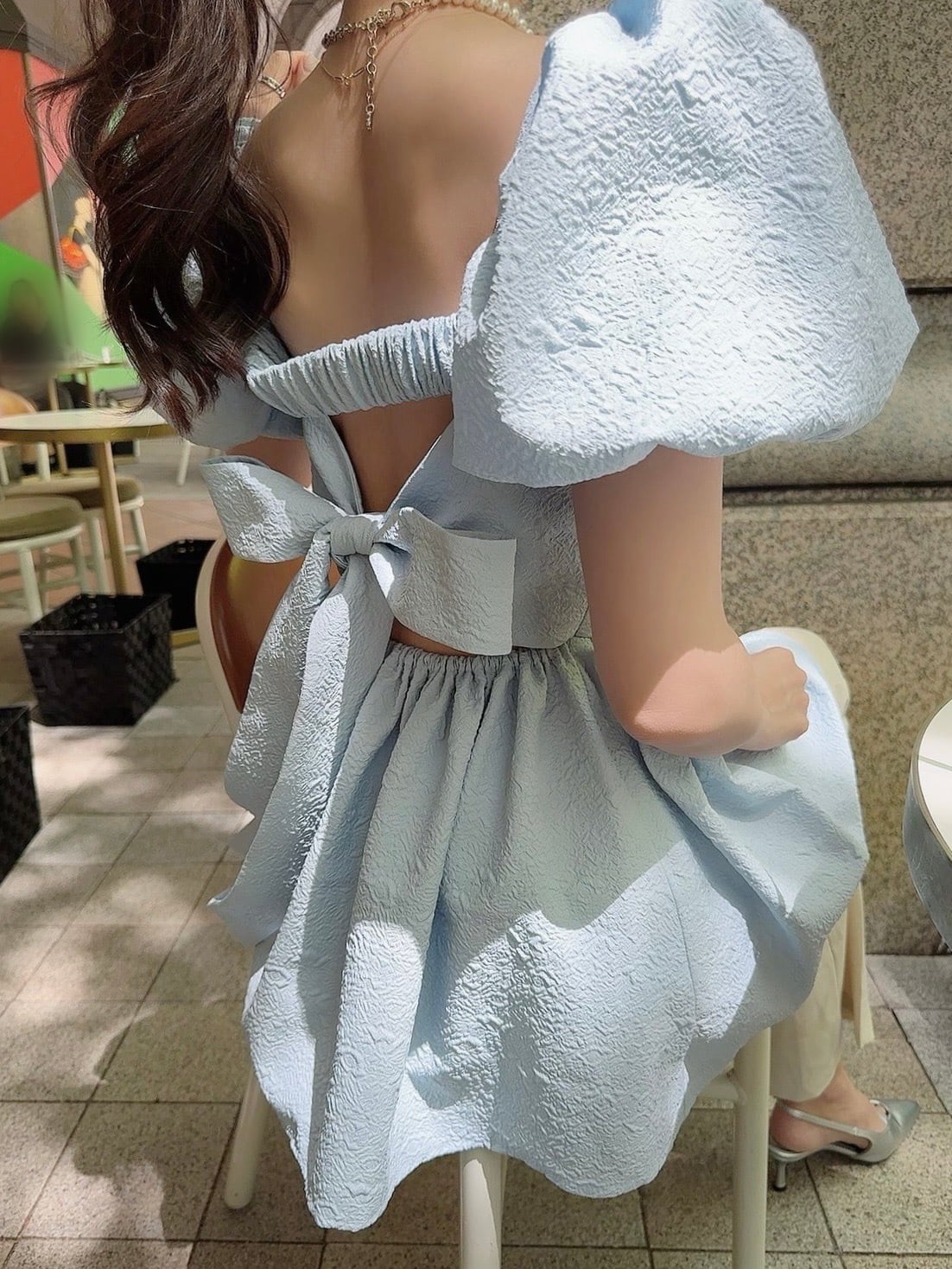 Back ribbon tunic BL / blue(7月中旬頃発送予定)