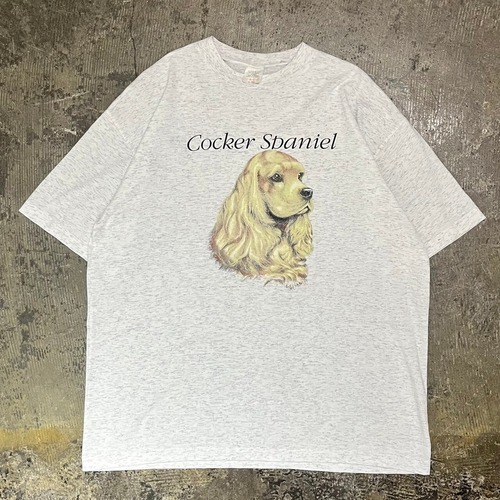 90s Dog Print Tee "Cocker Spaniel" CANADA製