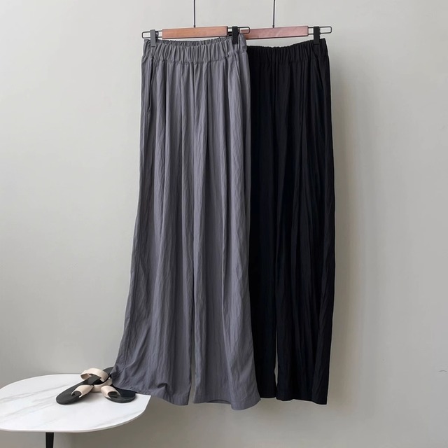 フルレングス ウエストゴム   ワイドレッグパンツ 4color  00099