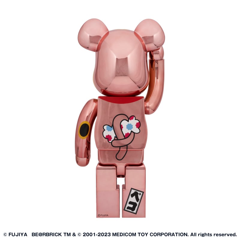 BE@RBRICK 招き猫 ペコちゃん 金運ダブル小判 桃金メッキ 1000