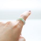 【14号】 clear green 翡翠くり抜き甲丸リング A貨翡翠 jd_rg2523