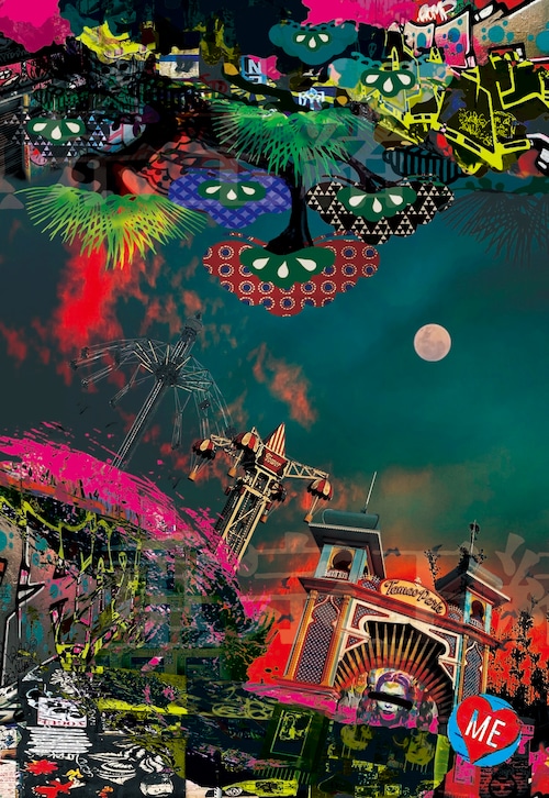 重宗玉緒 オリジナルポストカード「Neon Border」