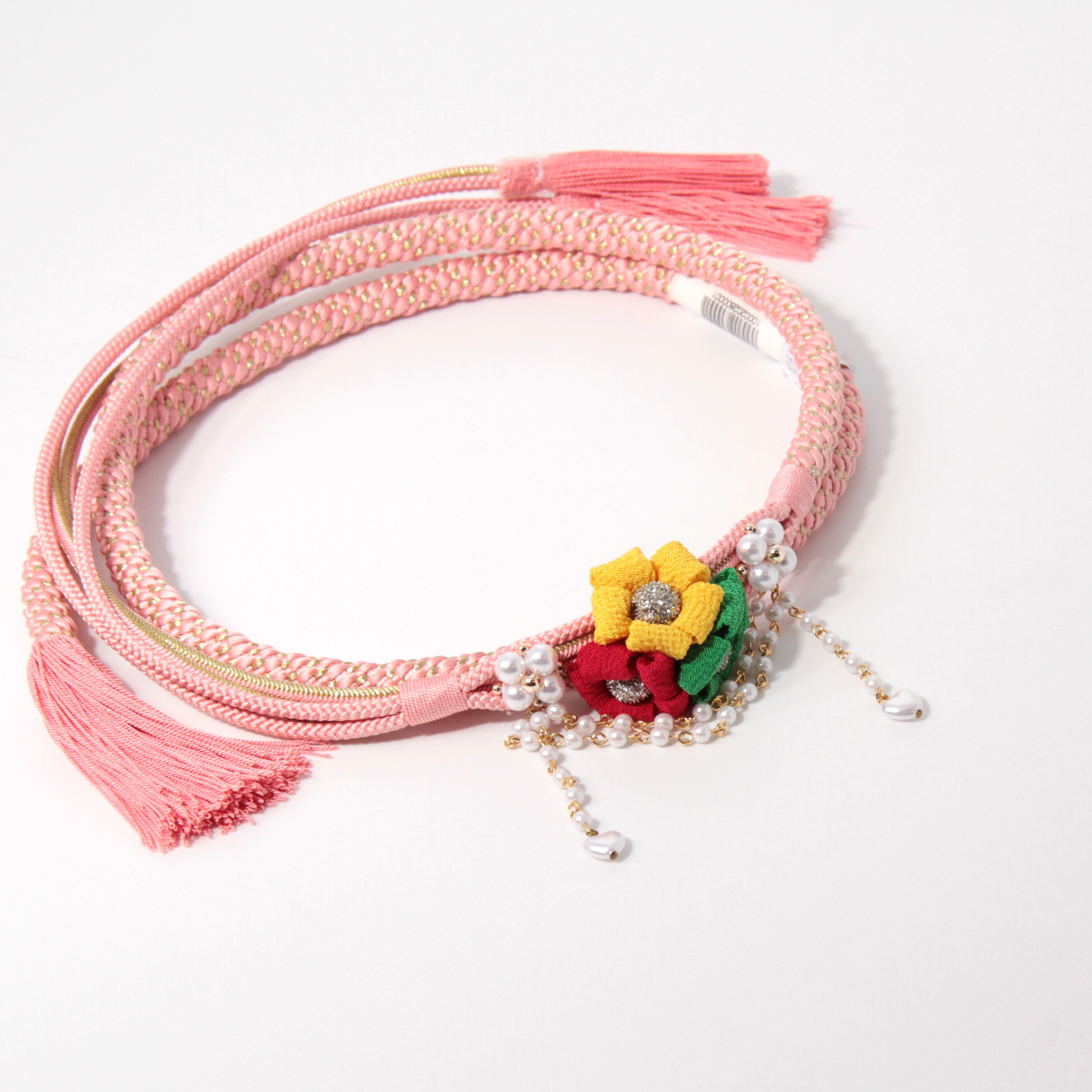 新品・未使用 帯締め【ピンク×ゴールド】帯飾り アクセサリー