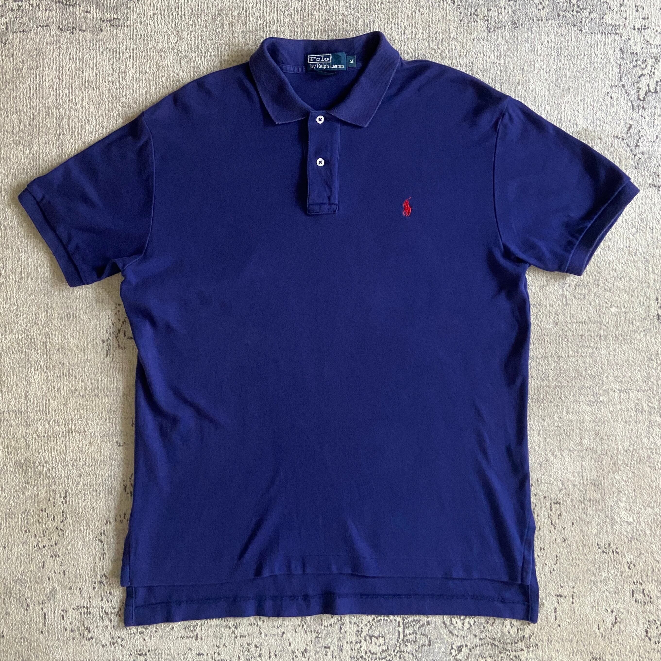 1990s POLO RALPH LAUREN Navy Polo Shirt M F673