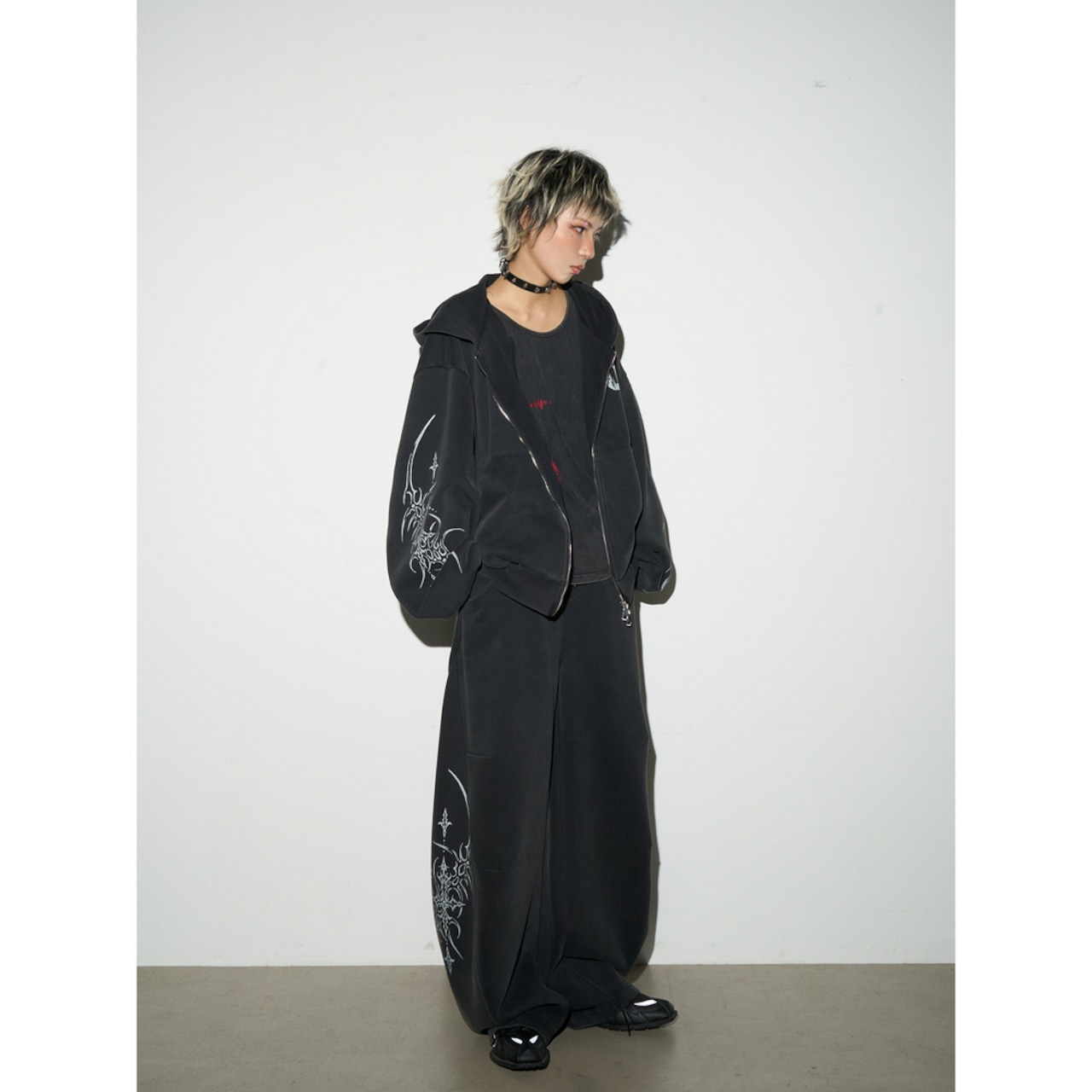 VINTAGE ウォッシュ加工 手描きセットアップ ジップパーカー T1803