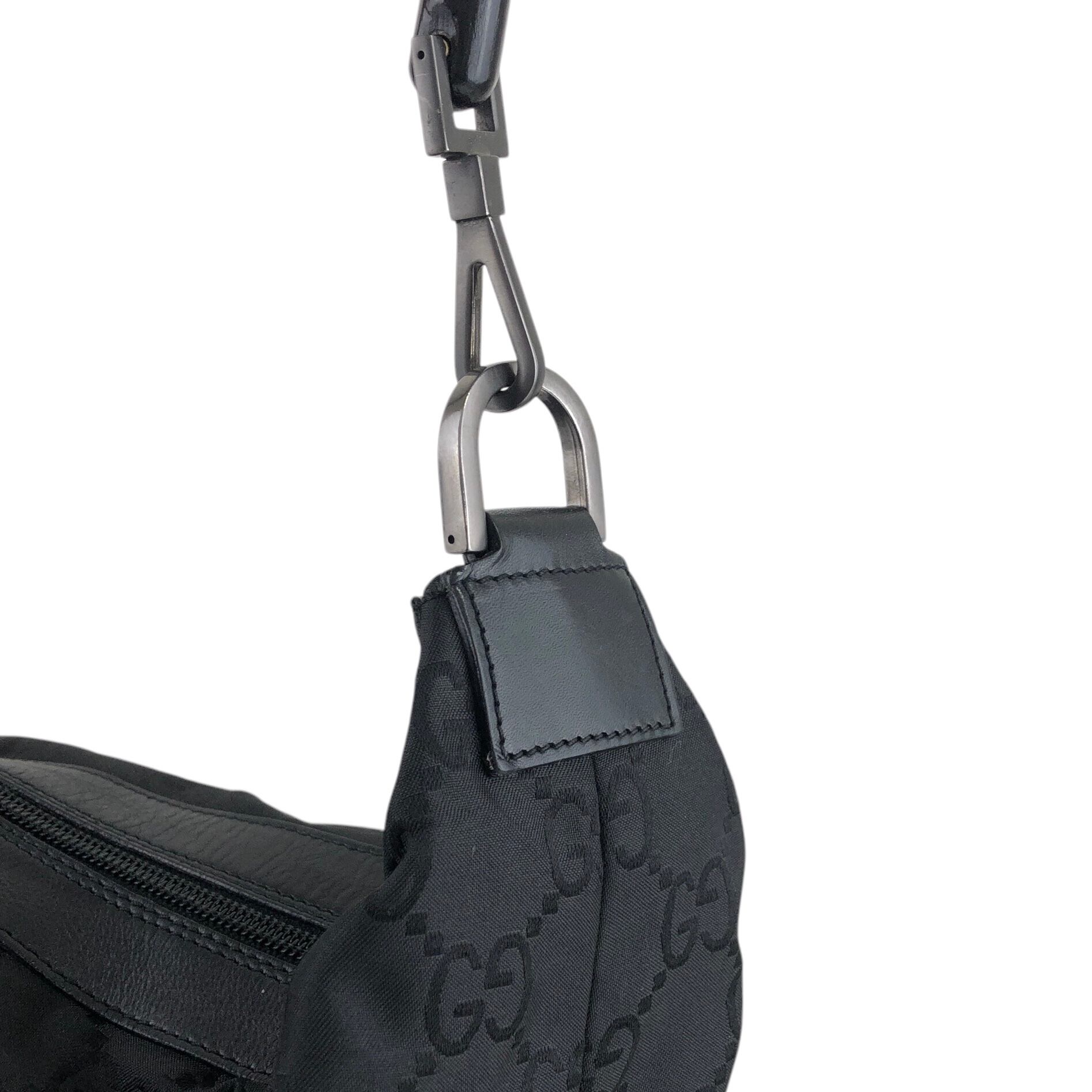 GUCCI グッチ  GGキャンバス ショルダーバッグ ブラック バンブー ナイロン レザー  ifi8dz GUCCI グッチ GGキャンバス ショルダーバッグ ブラック バンブー