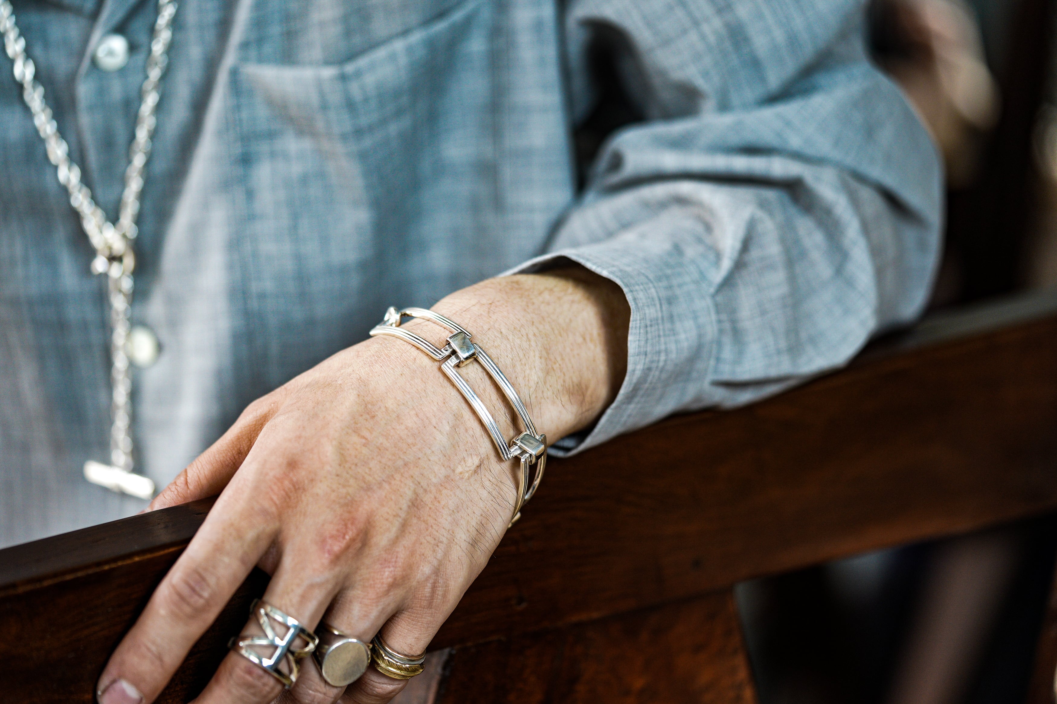 BN-051 See through All Square bracelet | WAKAN SILVER SMITH online