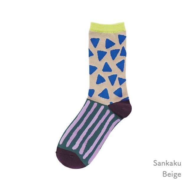 【Goma】靴下「Sankaku Beige」