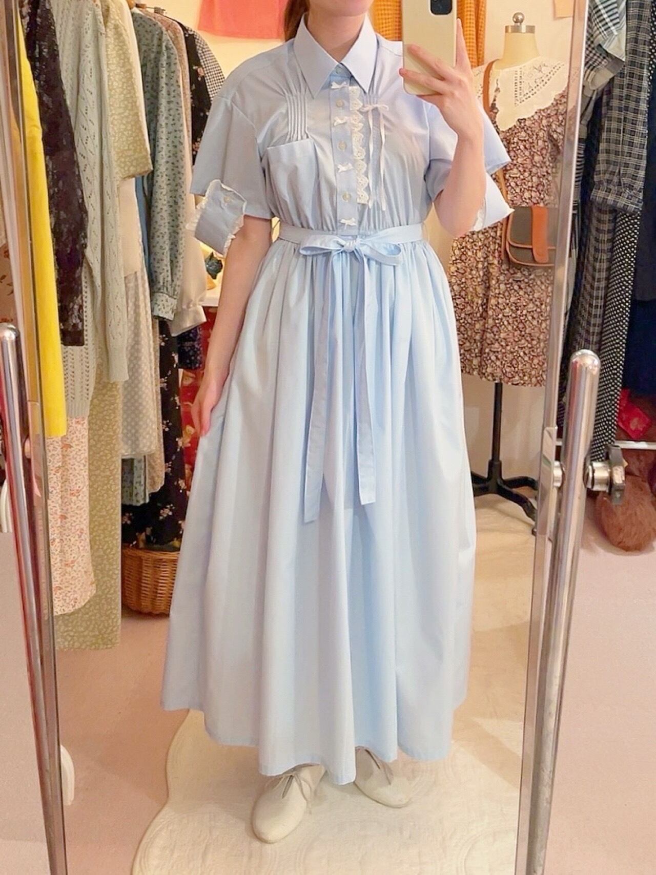 remake : pintuck stripe asymmetry shirt one-piece