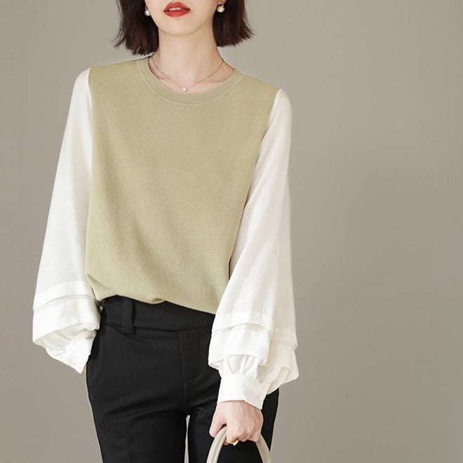 lantern sleeve knit shirt TB-TO-0546