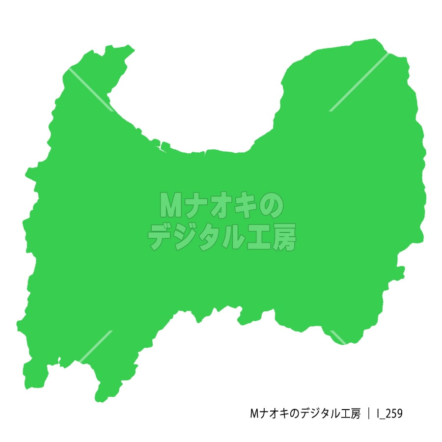 少しゆるい富山県地図 フチなし 【I_259】 A slightly loose Toyama Prefecture map without borders