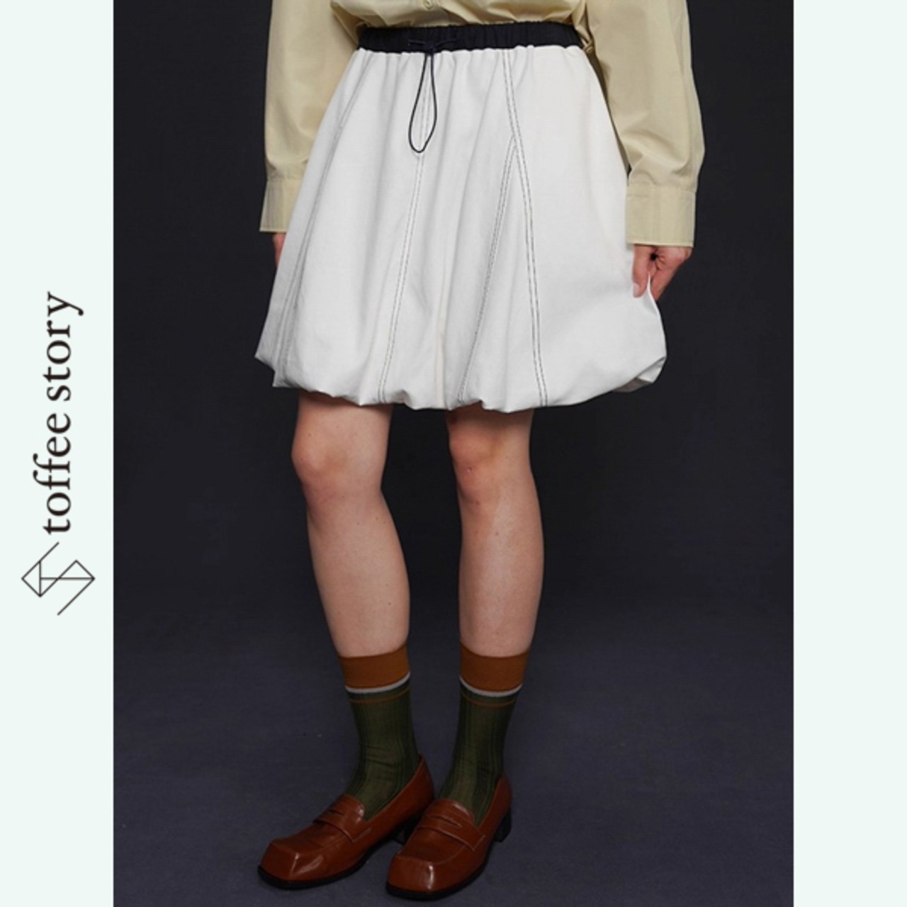 【2color】風のささやきと庭園の記憶:ドローストリングバルーンスカート 《C0231》