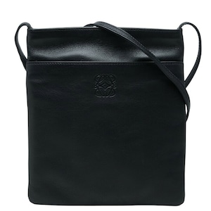 ロエベ アナグラム 斜め掛け ショルダーバッグ ポシェット ブラック レザー レディース LOEWE 【中古】