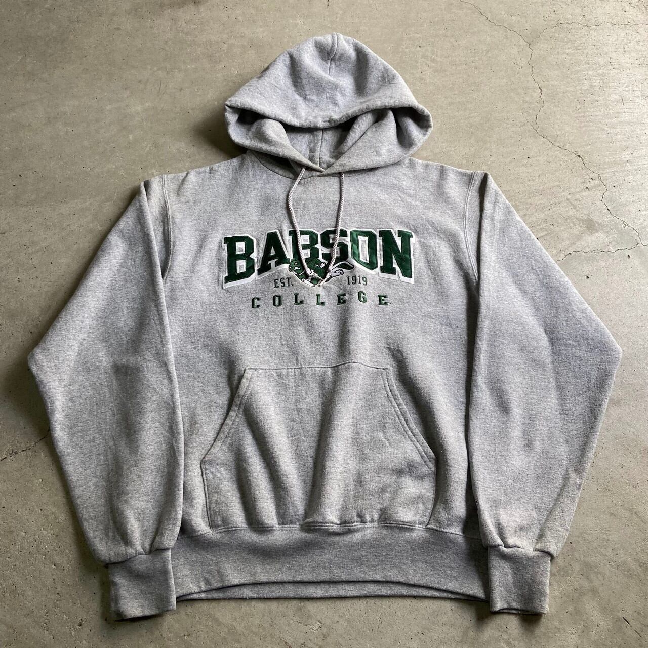 Champion チャンピオン BABSON カレッジチーム ロゴ ワッペン スウェットパーカー メンズM相当 レディース 古着 グレー  【パーカー】【WS2202-15】【2203AL15】 | cave 古着屋【公式】古着通販サイト