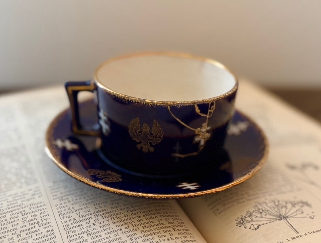 【1点のみ 金継ぎお直し済み】 K&G Luneville K&Gリュネヴィル ロレーヌ十字 カップ&ソーサー