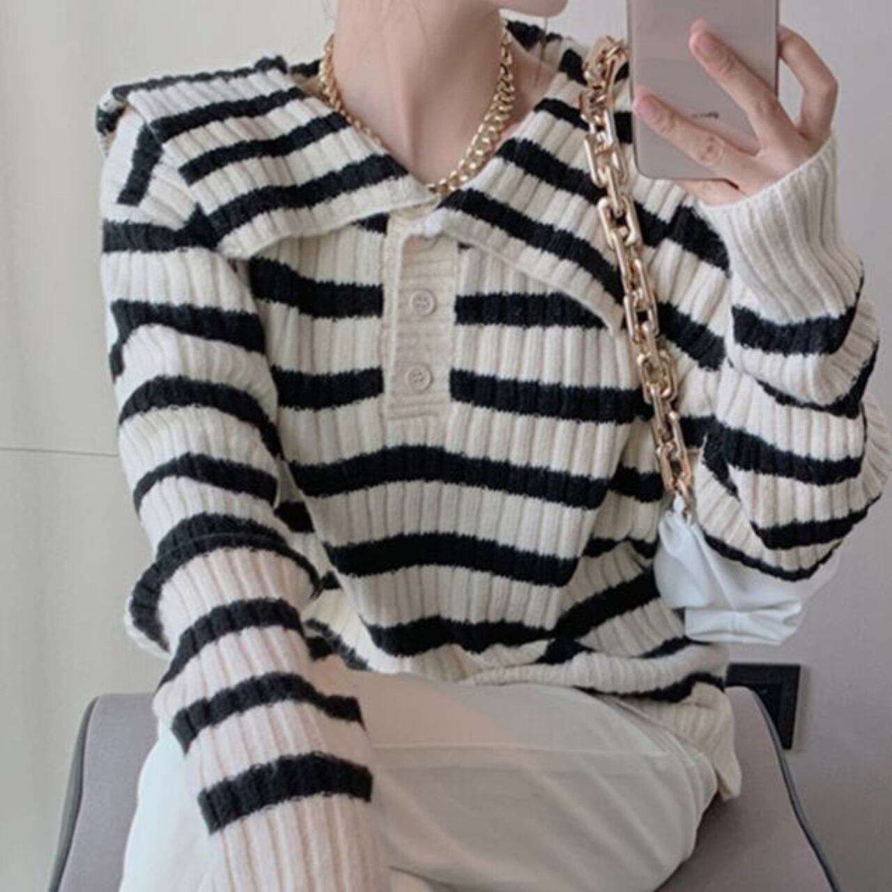 セーラーカラー ボーダー トップス 3412834