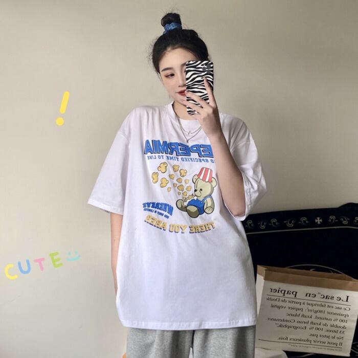 サマールーズ半袖スリーブプリント柄Tシャツ ロングラウンドネックトップス ショート コットン ハーフスリーブ 夏物 Oネック ケッペル45222533674