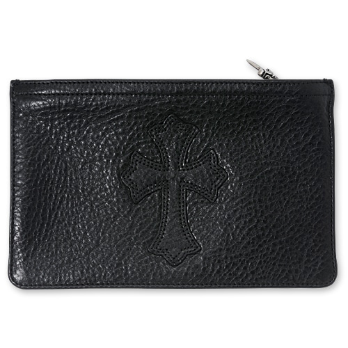 【CHROME HEARTS　クロムハーツ　Wallet　ウォレット　財布　レザー】ジッパーチェンジパス#2w/クロスパッチ/ブラックヘビーレザー【送料無料】