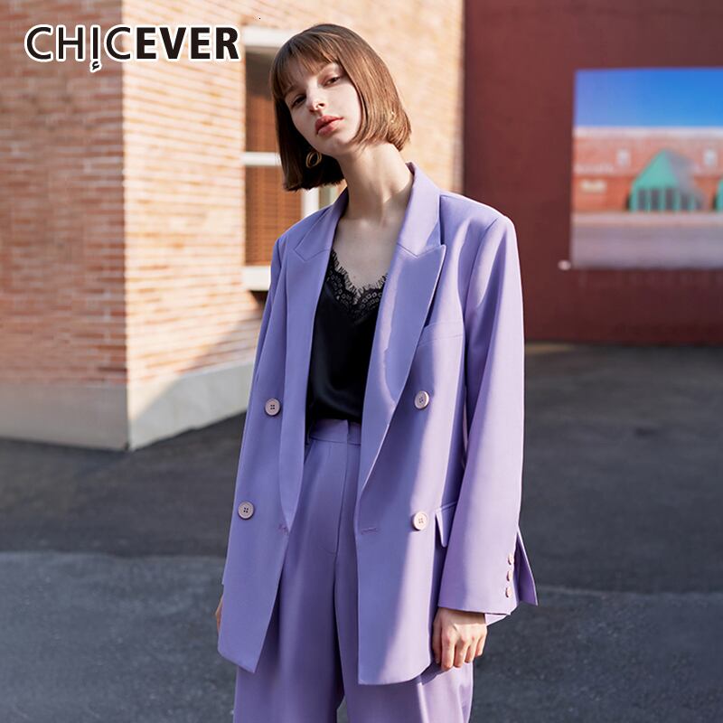 CHICEVERパープルブレザーレディースノッチカラー長袖ウエストサッシヴィンテージルーズコート2020 ロング ビンテージ 6base589305915697
