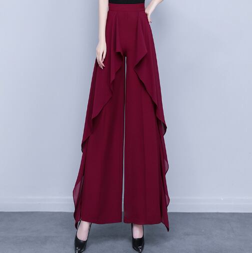 ボトムス パンツ ワイドパンツ ガウチョパンツ マキシ丈 アンクル丈 フレア フリル ハイウエスト 薄手 かわいい きれいめ シンプル カジュアル 上品 おしゃれ かっこいい レトロ アジアン エスニック エキゾチック 大人可愛い 大人女子 こなれ感 キュート ルーズ 個性的 クール エレガント 主役級 存在感 無地 オールシーズン シーズンレス オケージョン レディース 女性用 デート 女子会 休日 パーティー イベント 韓国系 モテ 美脚 脚長 インスタ映え 黒 ブラック 赤 ワインレッド