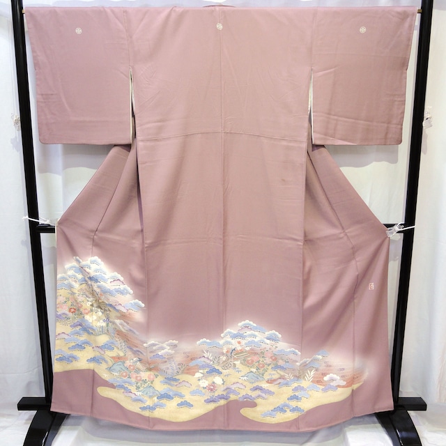 正絹・色留袖・着物・五つ紋・松竹梅・No.200701-0437・梱包サイズ60