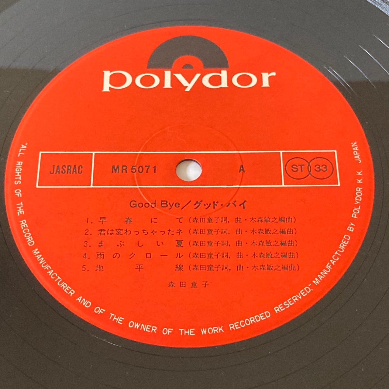 森田童子 / Good Bye [MR 5071] - 画像3