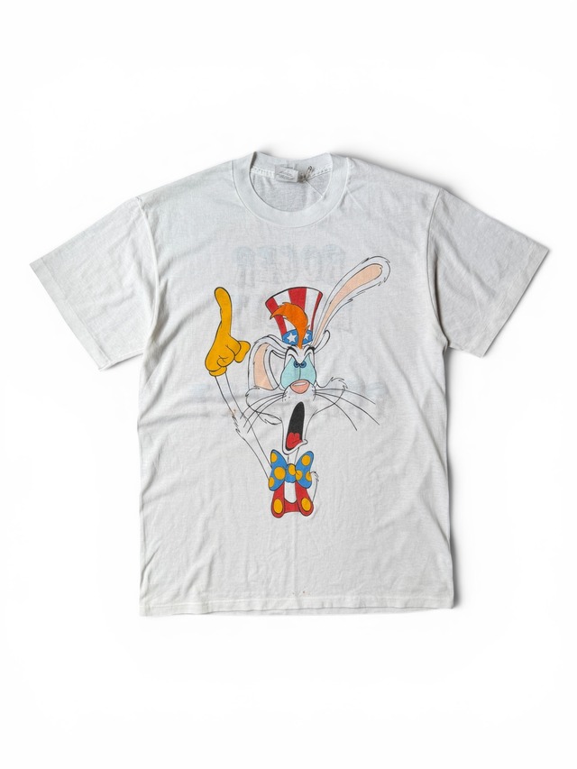 ［80s~］Spring Ford Disney Made in USA "Roger Rabbit" For President Print T-shirt Vintage L