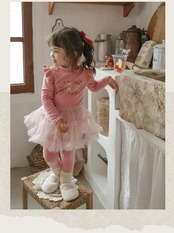韓国子供服 / 26winter / puella FLO / ビジューT / キッズ / 冬服 *90~140*
