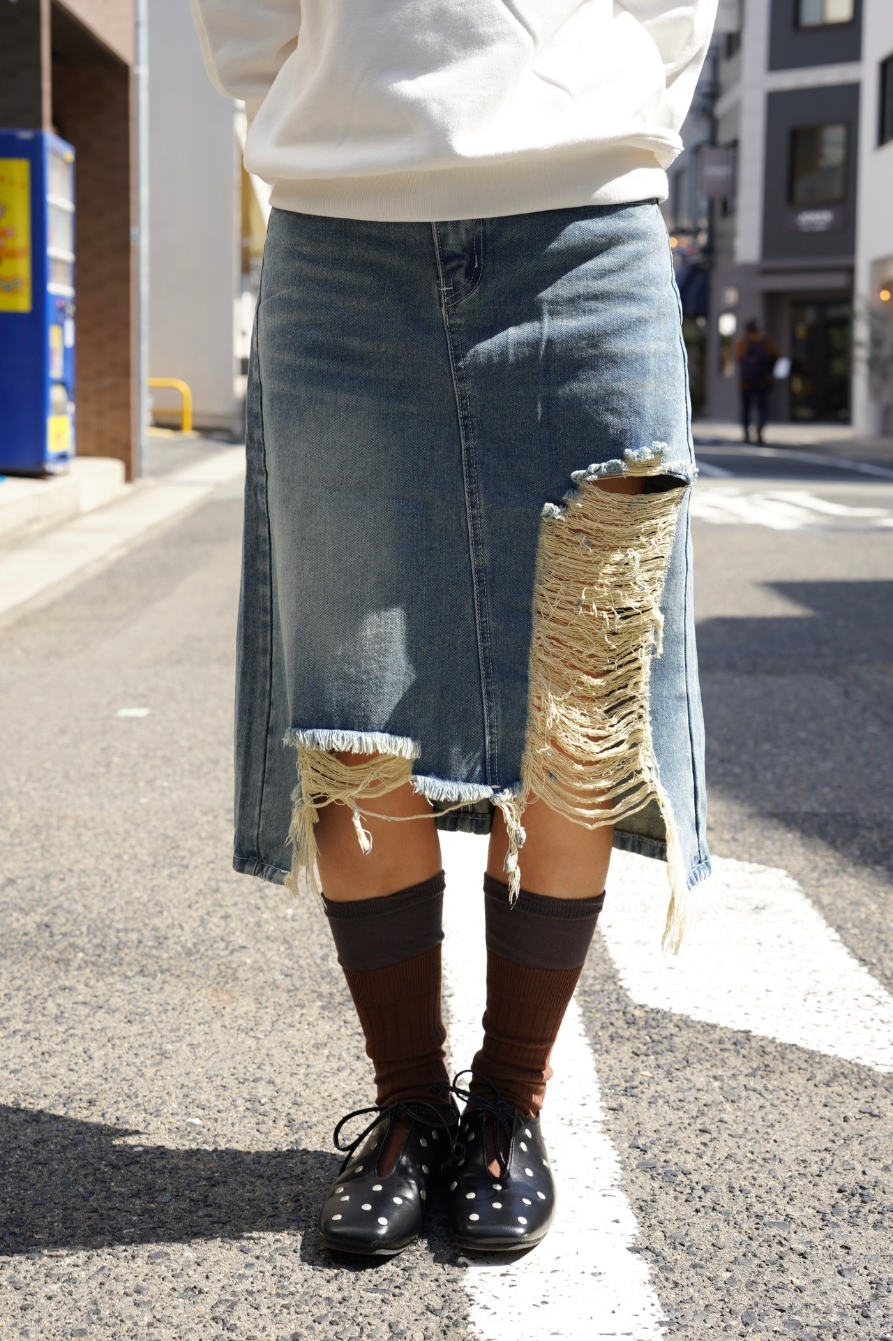 BOROBORO DENIM SKIRT