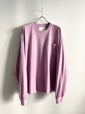 TrAnsference wide fit long sleeve pocket T-shirt - fade fuchsia garment dyed