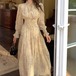 ウエストシャーリングシフォンフラワーワンピ ・79063