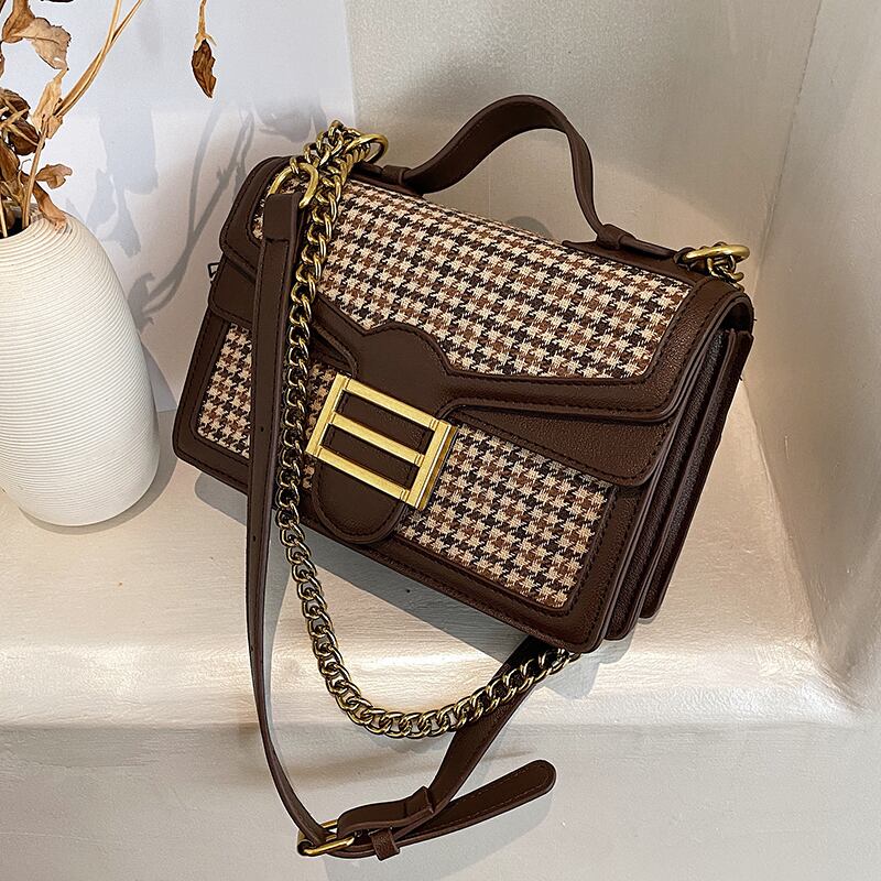 チェーン オータムウィンターレッドスタンダード レトロ 秋物 冬物 スクウェア メッセンジャーバッグ 手作りハンドバック72127788392