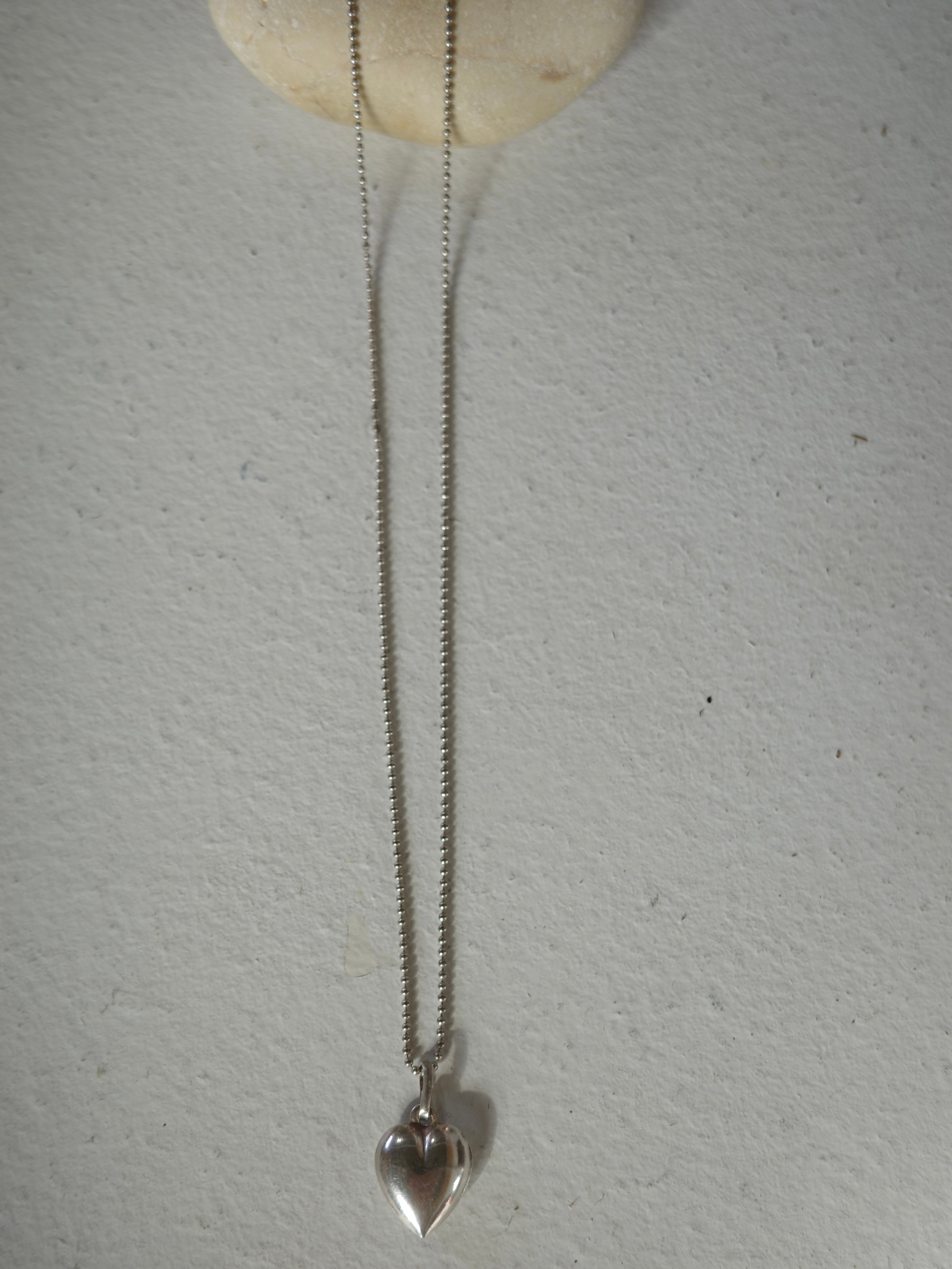 <vintage silver925>puffy heart long necklace