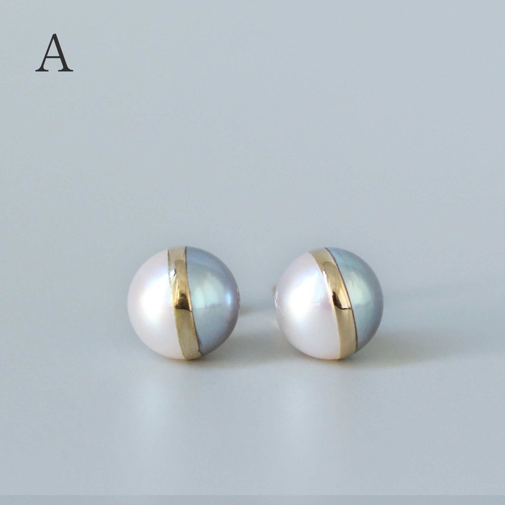 K18 あこやパール 南洋真珠 一粒 ピアス / Bycolor Pearl Earring 