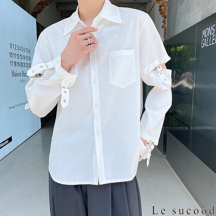 新品タグ付き☆MEDOC ホワイト ロングシャツ 五分袖 ポリエステルスパンブロード 後ろタック ロングシャツ（12-15II11-204