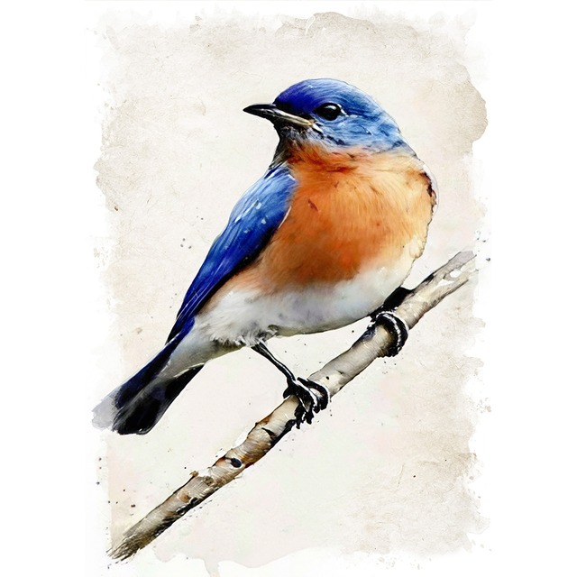 絵画 動物 鳥 ルリツグミ インテリアアート額付き 水彩画・油絵風 WAT1119