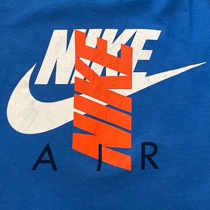 【NIKE】AIR ロゴ プリントTシャツ ナイキ エアー ブルー Mサイズ us古着