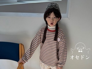 【Night bebe】ふわふわマルチボーダーT 90〜130cm レッド 2241118