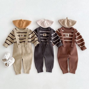 【春作】ボーダートップス＆サロペット2点セット　全3色